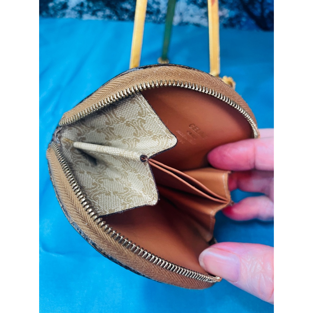 Celine Coin Purse Small Mini Bag Tan & Beige Zip EUC - Picture 6 of 11